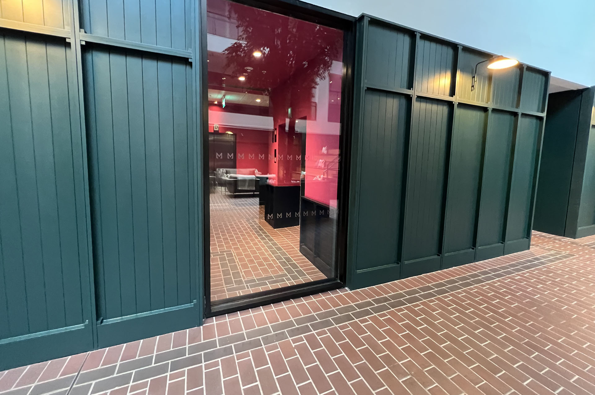 Brown brindle rectangular quarry tiles specified by Naomi Cleaver Designs at The Mercian in Birmingham